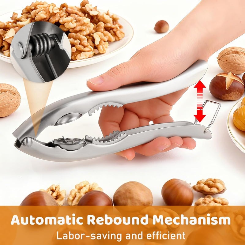 Sanchamy Upgraded 2 In 1 Chestnut Cutter Tool and Nut Cracker for All Nuts 304 Stainless Steel Walnut Cracker Chestnut Opener with 2 Picks and 2 Finger Armors - Image 3